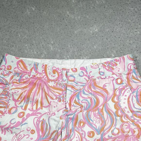 Lily Pulitzer Shorts Womens 10 Pink White Floral Chipper Shorts Pockets 9 in - Picture 2 of 15